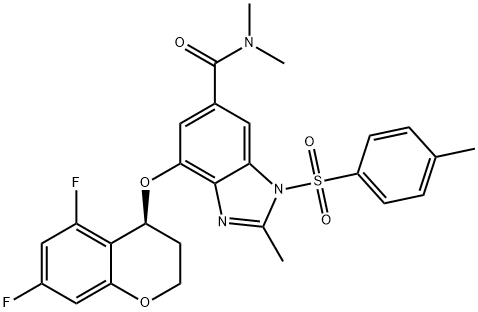 1H-benzimidazol-6-carboxamidă, 4-[[(4S)-5,7-difluor-3,4-dihidro-2H-1-benzopiran-4-il]oxi]-N,N,2-trimetil-1 -[(4-metilfenil)sulfonil]-