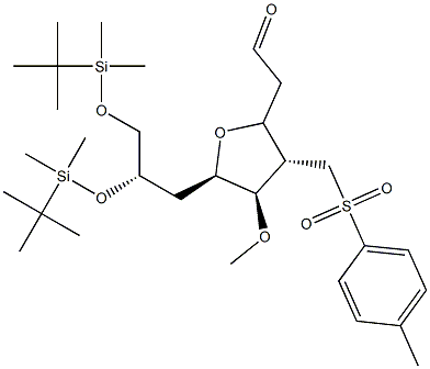 2-((2S,3S,4R,5R)-5-((S)-2,3-bis(tert-butildimetilsililoxi)propil)-4-metoxi-3-(tosilmetil)tetrahidrofuran-2-il)acetaldehidă