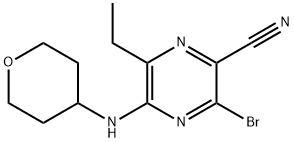 3-brom-6-etil-5-((tetrahidro-2H-piran-4-il)amino)pirazin-2-carbonitril