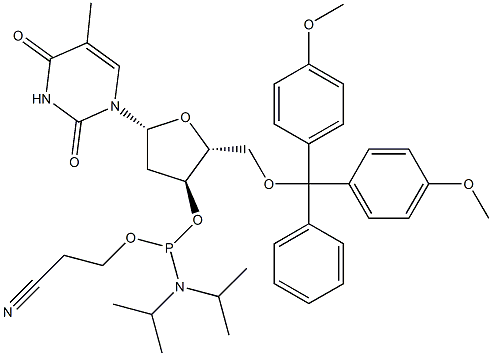 5’-dimetoxitritil-3’-deoxitimidină 2’-[(2-cianoetil)-(N,N-diizopropil)]-fosforamidit