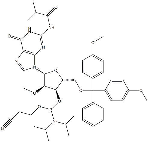 5’-O-(4,4-dimetoxitritil)-2’-O-metil-N-izobutirilguanozin-3’-(2-cianoetil-N,N-diizopropil)fosforamidit