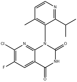 7-clor-6-fluor-1-(2-izopropil-4-metilpiridin-3-il)pirido[2,3-d]pirimidin-2,4(1H,3H)-dionă