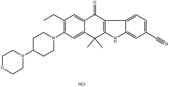 Clorhidrat de 9-etil-6,6-dimetil-8-(4-morfolinopiperidin-1-il)-11-oxo-5a,6,11,11a-tetrahidro-5H-benzo[b]carbazol-3-carbonitril