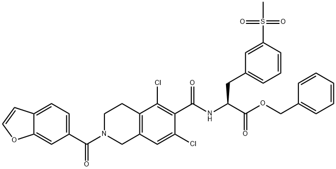 (S)-2-(2-(benzofuran-6-carbonil)-5,7-diclor-1,2,3,4-tetrahidroizochinolin-6-carboxamido)-3-(3-(metilsulfonil)fenil)propanoat de benzii