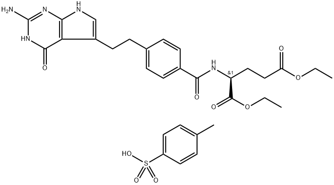 Acid N-[4-[2-(2-amino-4,7-dihidro-4-oxo-3H-pirolo[2,3-d]pirimidin-5-il)etil]benzoil]-L-glutamic 1, 5-dietil ester 4-metilbenzensulfonat