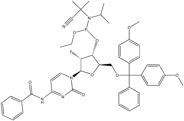 N4-benzoil-2'-deoxi-5'-O-DMT-2'-fluoro-citidin fosforamidit